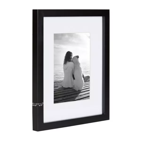 DesignOvation Gallery 8 in. x 10 in. Matted to 5 in. x 7 in. Black Picture Frame (Set of 4)