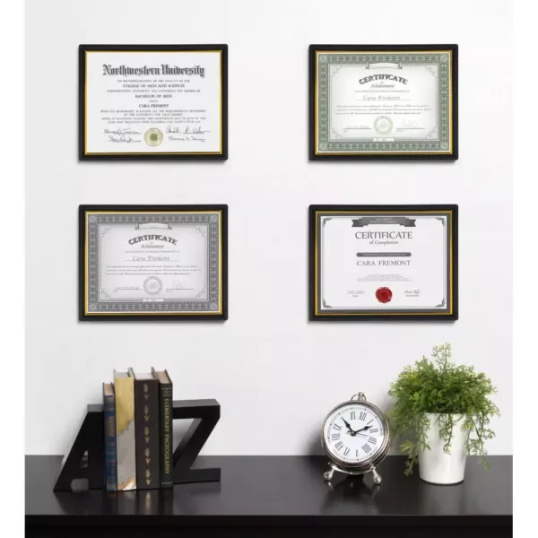 DesignOvation Corporate Document 8.5 in. x 11 in. Black Picture Frames (Set of 12)