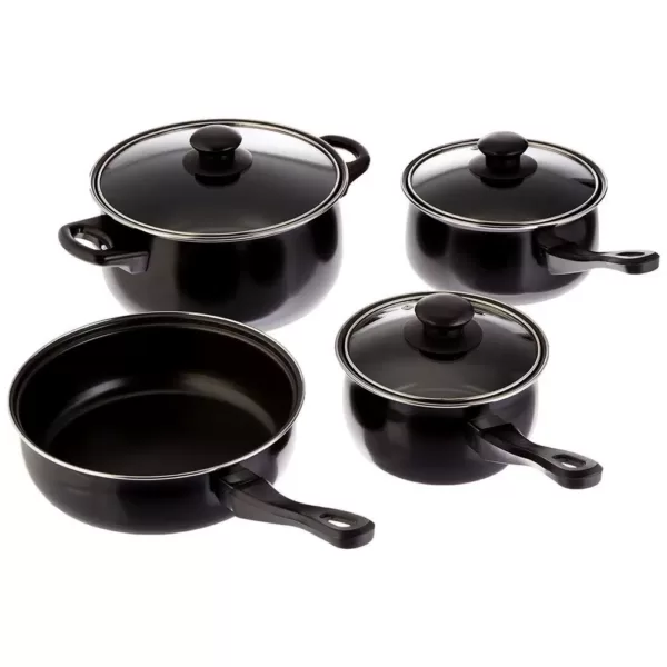 Gibson Home Chef Du Jour 7-Piece Carbon Steel Nonstick Cookware Set in Black