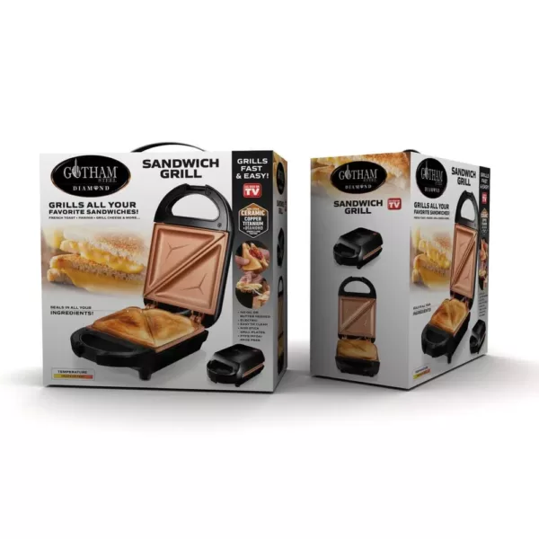 Gotham Steel Ti-Ceramic Black Non-Stick Single Sandwich Maker