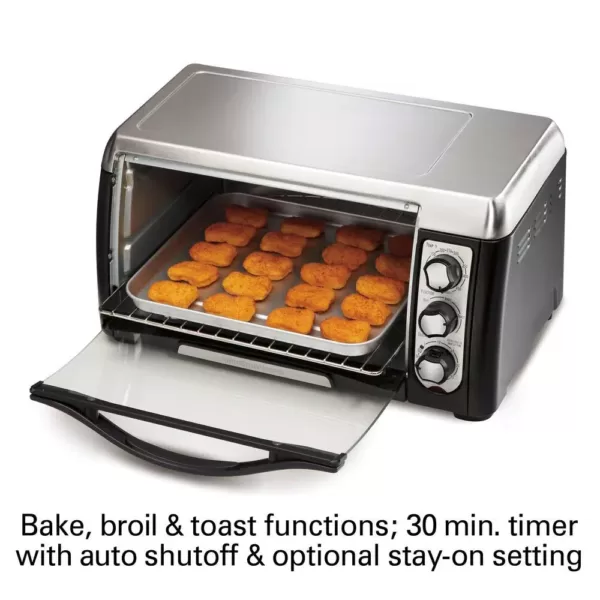 Hamilton Beach 6 Slice Easy Clean Black Toaster Oven