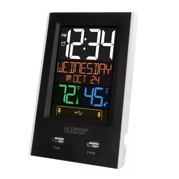 La Crosse Technology Desktop Dual USB Charging Clock with Alarm and Nap Timer