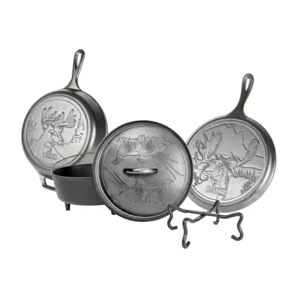 Lodge Wildlife Series 5-Piece Cast Iron Cookware Set in Black