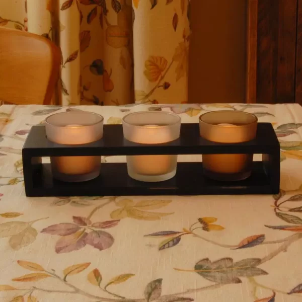 LUMABASE Trio Candle Tray with 3 Glass Votives