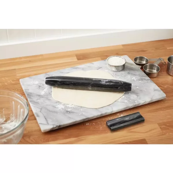 Fox Run 12 in. Black with Base Marble Tapered Rolling Pin