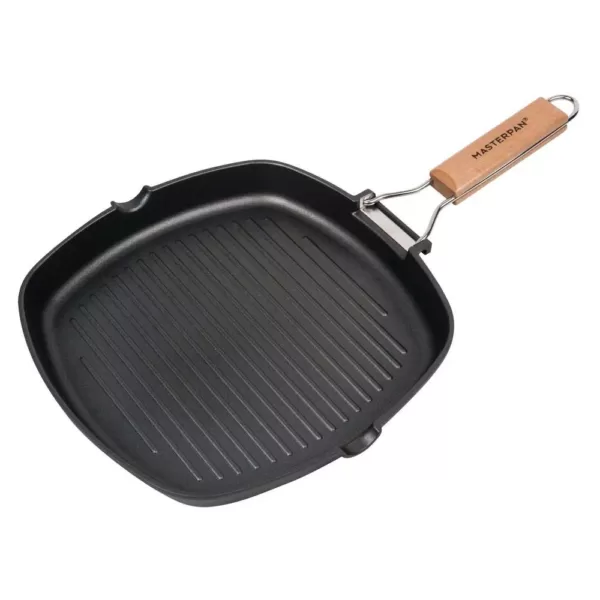 MasterPan 10 in. Cast Aluminum Nonstick Grill Pan in Black  with Pour Spout