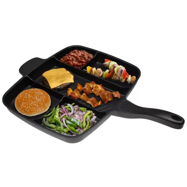 MasterPan Sectional Series 15 in. Cast Aluminum Nonstick Skillet in Black