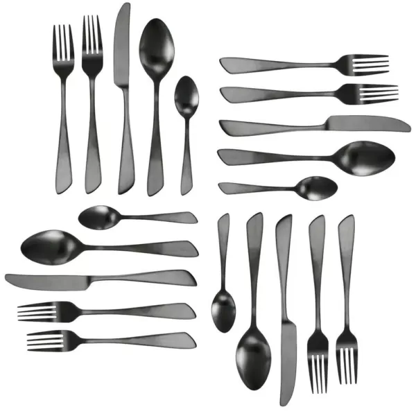 MegaChef Gibbous 20-Piece Black Stainless Steel Flatware Set (Service for 4)