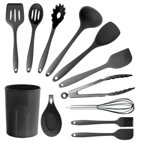 MegaChef Black Silicone Cooking Utensils (Set of 12)