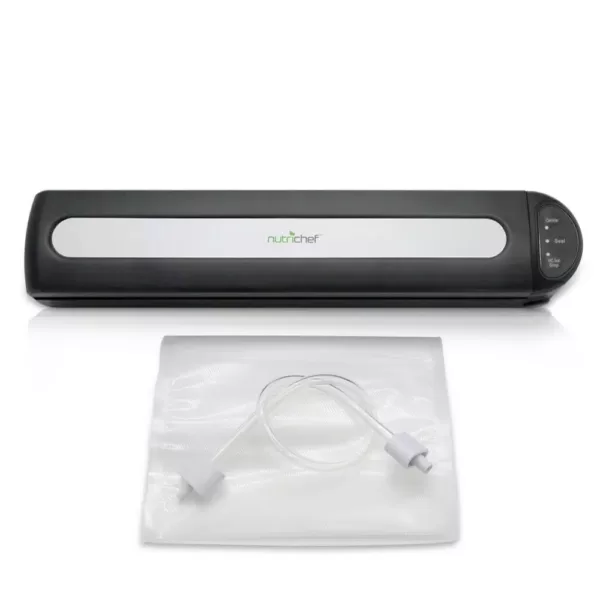 NutriChef White Kitchen Food Vacuum Sealer - Compact Electric Air Sealing Preserver System with Reusable Vacuum Food Bags