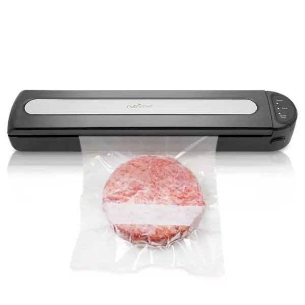 NutriChef White Kitchen Food Vacuum Sealer - Compact Electric Air Sealing Preserver System with Reusable Vacuum Food Bags