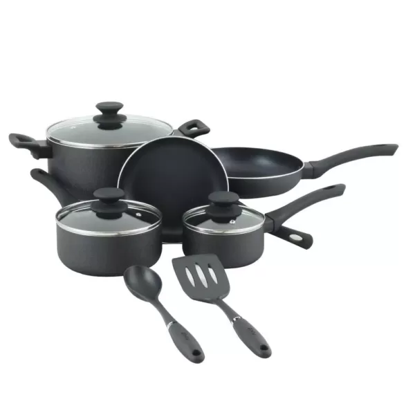 Oster Ashford 10-Piece Aluminum Nonstick Cookware Set in Black