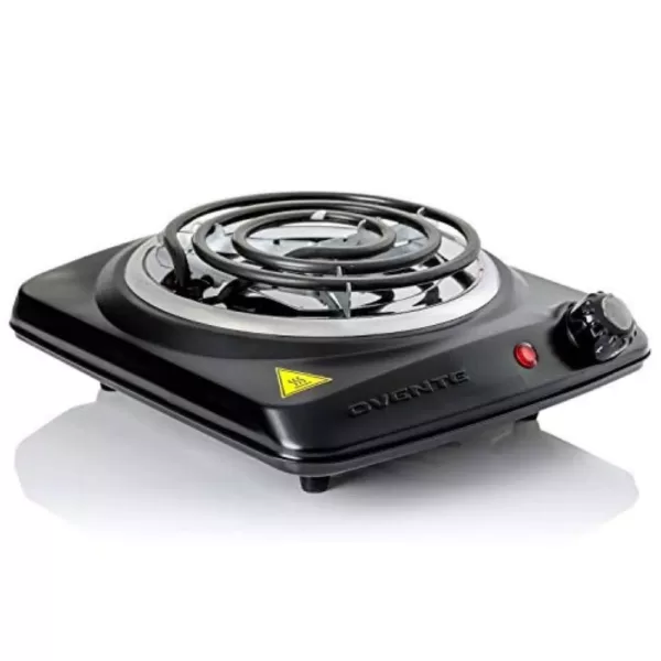 Ovente 1000-Walt (120-Volt) Single Burner 6 in. Hot Plate Black Adjustable Temperature Control