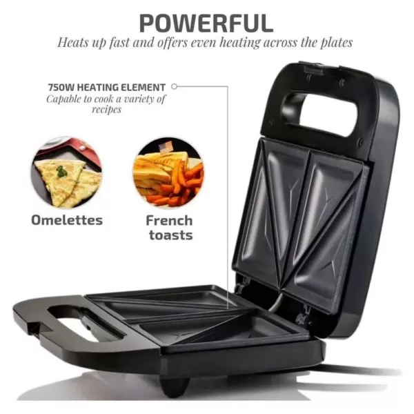 Ovente 2-Slice Electric Sandwich Maker Non Stick Grill, Black (GPS401B)