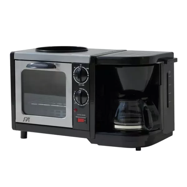 SPT Breakfast Center 1450 W 2-Slice Black Toaster Oven