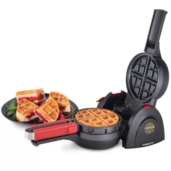 Presto 5 in. 900-Watt Black Belgian Stuffler Stuffed Waffle Maker