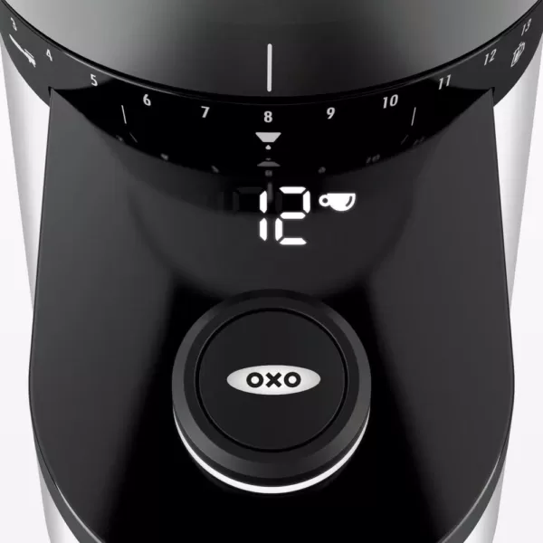 OXO 12 oz. Black Stainless Steel Burr Coffee Grinder with Integrated Scale