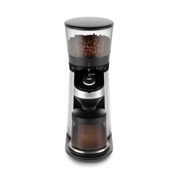 OXO 12 oz. Black Stainless Steel Burr Coffee Grinder with Integrated Scale