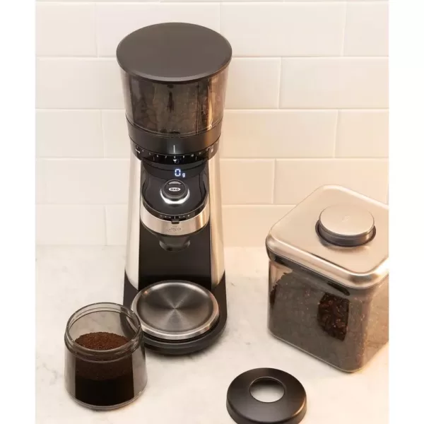 OXO 12 oz. Black Stainless Steel Burr Coffee Grinder with Integrated Scale