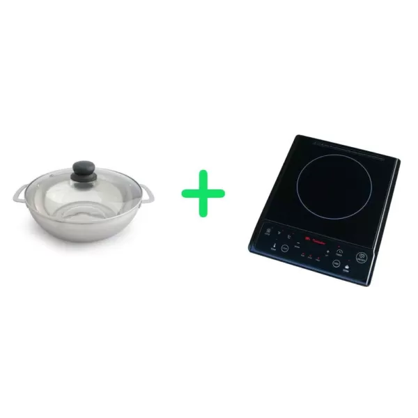 SPT 1300-Watts 7.5 in. single Burner Induction Cooktop (Silver) with 3.5L Induction Ready Stainless Steel Pot w/ Glass Lid