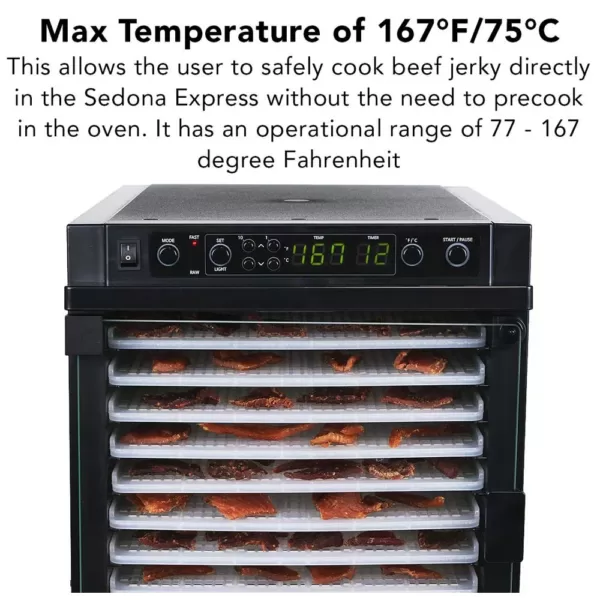 Tribest Sedona Express 11-Tray Black Food Dehydrator with Built-In Timer