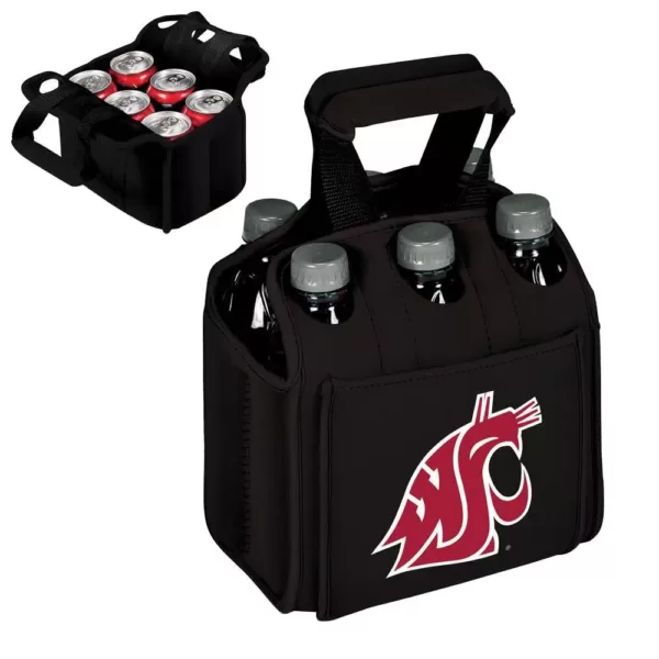 Picnic Time Washington State University Cougars 6-Bottles Black Beverage Carrier