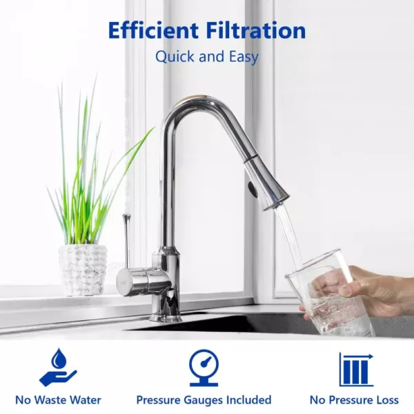 Express Water Whole House 1-Stage Water Filtration System – Charcoal Carbon Filter with Pressure Gauge, Easy Release, 1 in. Connection