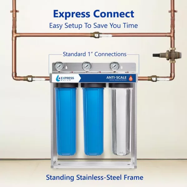 Express Water Express Water 3 Stage Whole House Water Filtration System – Sediment, PHO, Carbon – includes Pressure Gauges and more