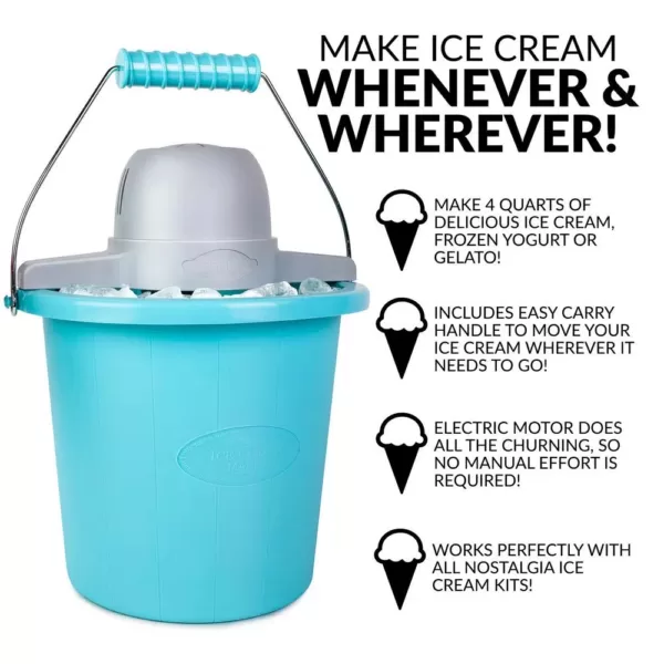 Nostalgia 4 Qt. Electric Ice Cream Maker with Easy-Carry Handle