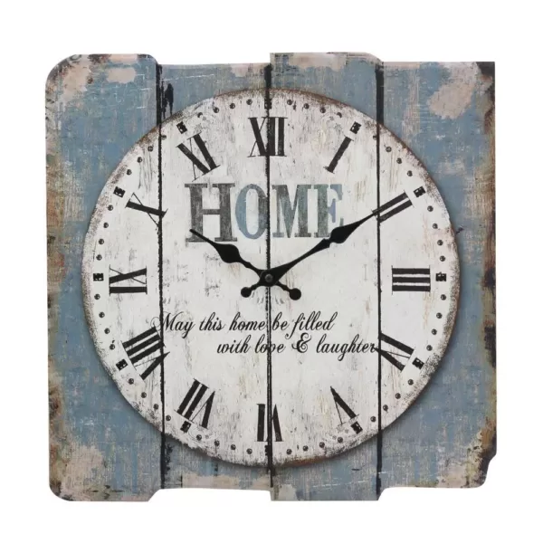 Stonebriar Collection Worn Blue Roman Numeral Wall Clock