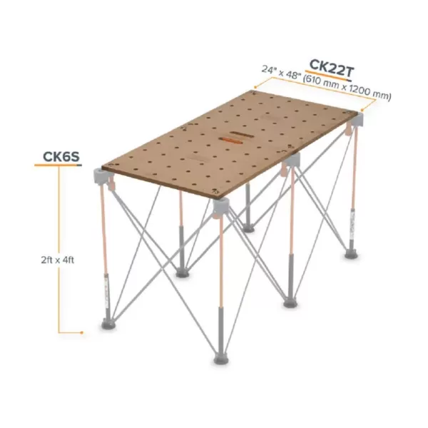 BORA Centipede 24 in. x 48 in. Workbench Top for Sawhorse with 3/4 in. Dog Holes