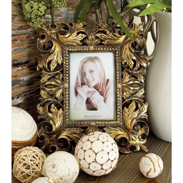 LITTON LANE Rustic 1-Opening Bronze Scrollwork Photo Frames (Set of 2)