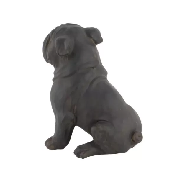 LITTON LANE Polystone Sitting Bulldog Sculpture