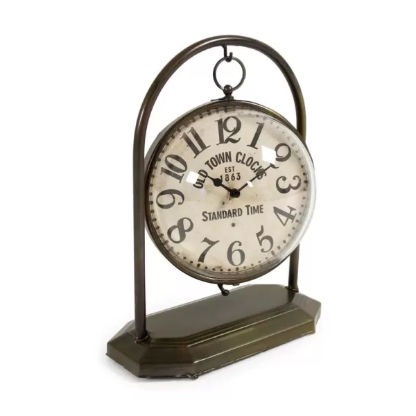 Zentique Pendulum Sphered Distressed Gold Table Clock