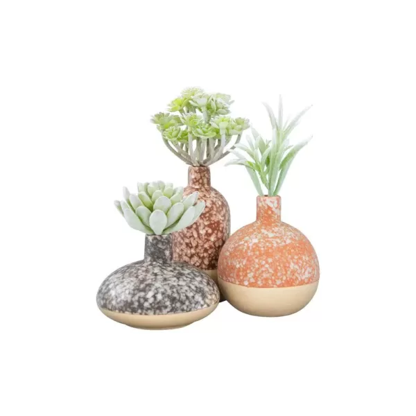 3R Studios Brown Stoneware Decorative Vase (Set of 3)