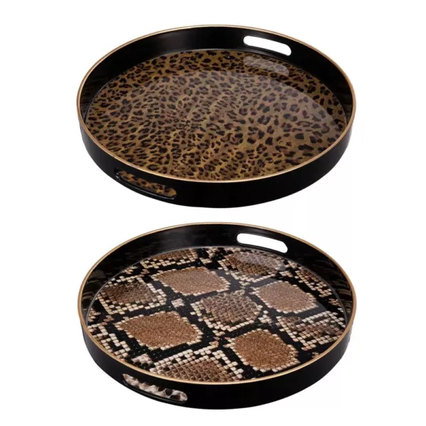 A & B Home Quinn Round Brown Trays