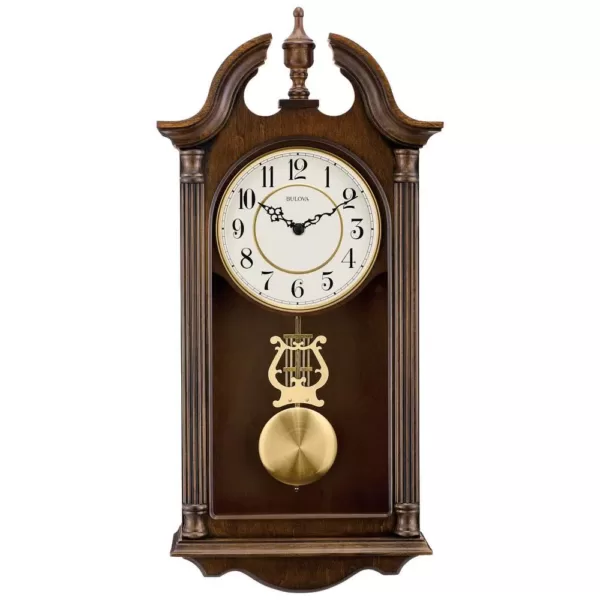 Bulova 20.5 in. H x 9.75 in. W Pendulum Chime Wall Clock