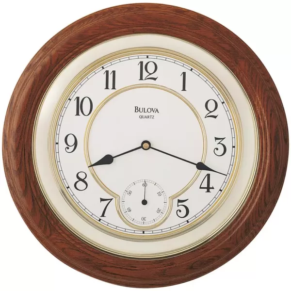 Bulova 14 in. Solid Oak Wall Clock