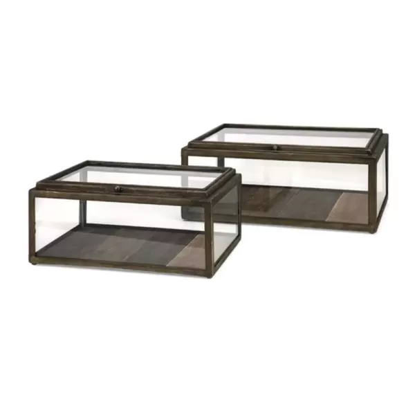 IMAX Winthorp Glass and Wood Boxes (Set of 2)