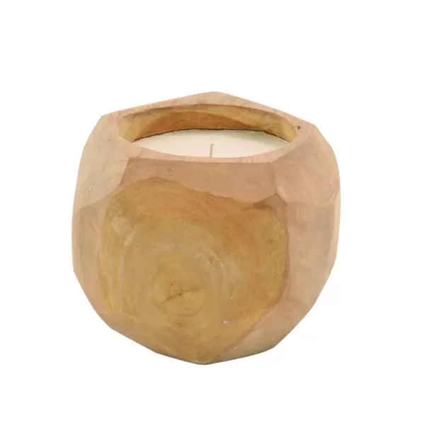 LITTON LANE Brown Coconut-Shaped Wax Candle