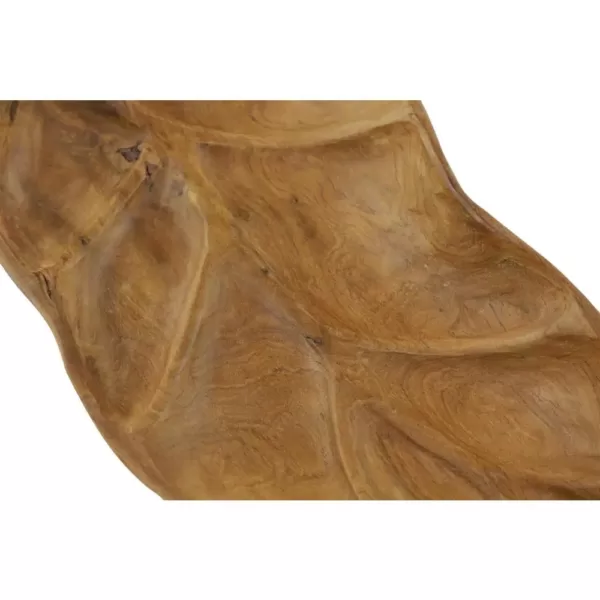 LITTON LANE Large Rustic Leaf-Shaped Natural Teak Wood Serving Trays (Set of 3)