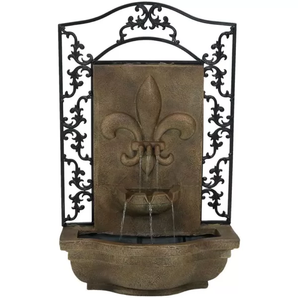 Sunnydaze Decor French Lily Florentine Stone Electric Powered Outdoor Wall Fountain