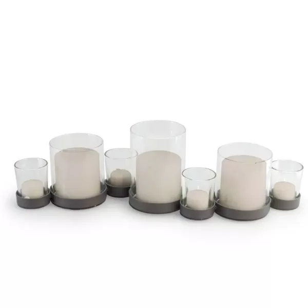 DANYA B Bubbles Rust Multiple Hurricane Candle Holder for 7 Candles