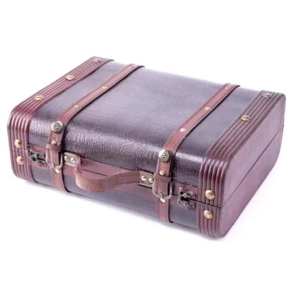 Vintiquewise Decorative Wooden Leather Suitcase