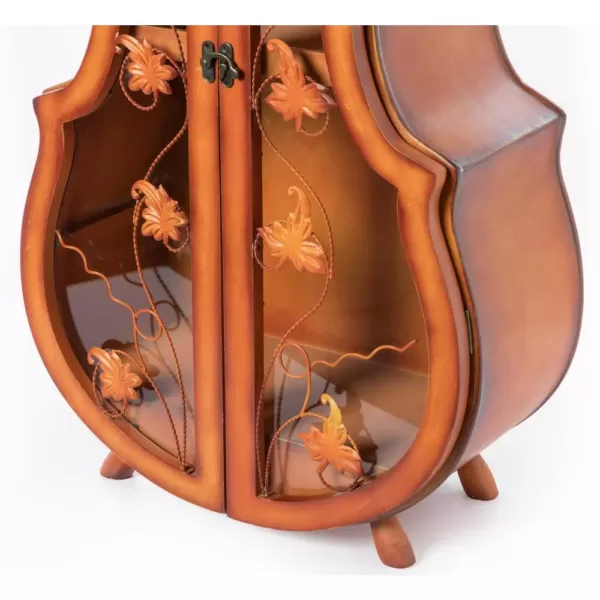 Vintiquewise Brown 4.5 Feet Tall Violin Shaped Cabinet With 2-Shelf and Acrylic Clear Double Door