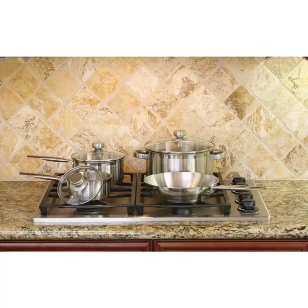 ExcelSteel 7-Piece Stainless Steel Cookware Set in Brushed Stainless Steel