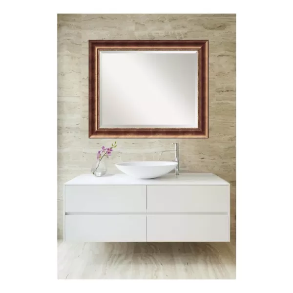 Amanti Art Manhattan 34 in. W x 28 in. H Framed Rectangular Beveled Edge Bathroom Vanity Mirror in Burnished Bronze