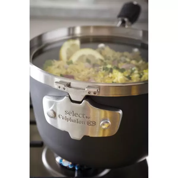 Calphalon Select Space Saving 3.5 qt. Hard-Anodized Aluminum Nonstick Sauce Pan in Black with Glass Lid