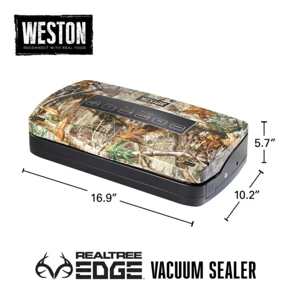 Weston Realtree Edge Camouflage Food Vacuum Sealer with Roll Storage and Bag Cutter