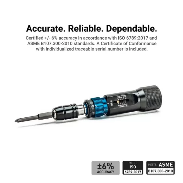 Capri Tools Certified 1.5 to 6 in. lbs. Precision Torque Screwdriver Set in 0.05 in. lb. Increments